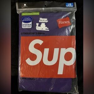 New  Sealed Supreme Hanes Tagless T-shirts Tee (Pack of 2) Purple Size Large